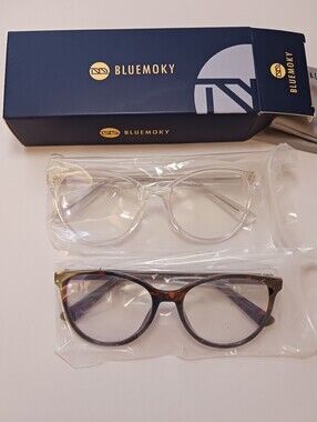 2prs Bluemoky Blue Light Blocking Anti Electronic Glare Glasses 0.00+ New
